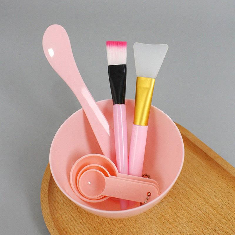 【B】7-teiliges DIY-Gesichtsmasken-Mischset Gesichtsmasken-Mischschüssel-Set Gesichtsmaskenschüssel, Spatel, Silikon-Gesichtsbürsten, Löffel: WEISS