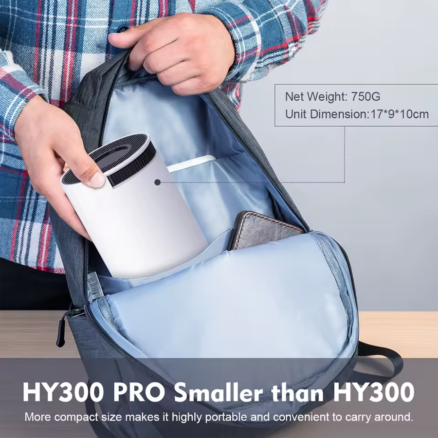 MiniProjector Android HY300 Pro Dual Wi-Fi 6 260 ANSI Native 1280*720P Supports 4K Home Theater Mini Portable Projector