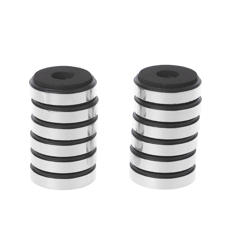 12 Stuks Aluminium Frame Speaker Stands Voeten Pads Duurzaam Stevige Voet Matten Verminderen Interferentie Effen Onderdelen: Zilver / bundel 2