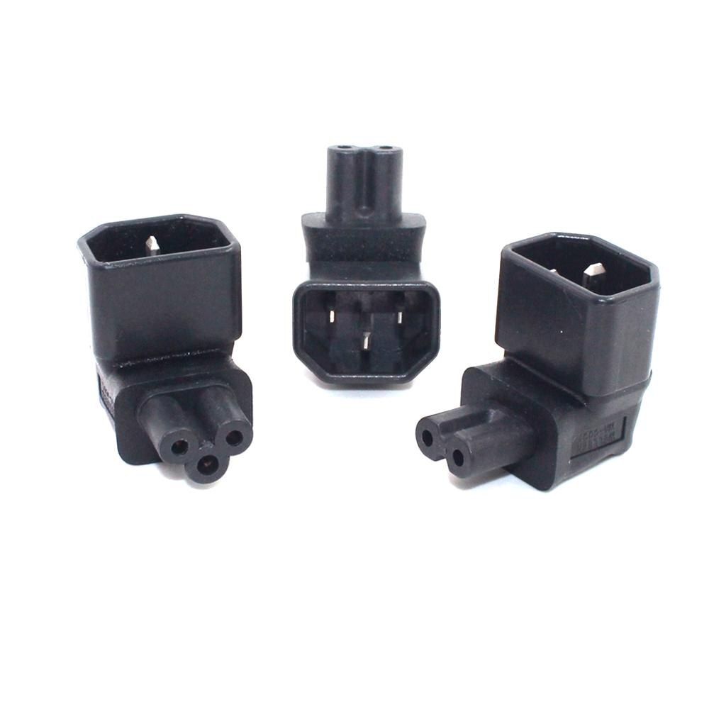 IEC 90 Degree Adapter 3 Poles IEC Male C14 to IEC Female C5 / C7 Up Angled Extension Power Adapter