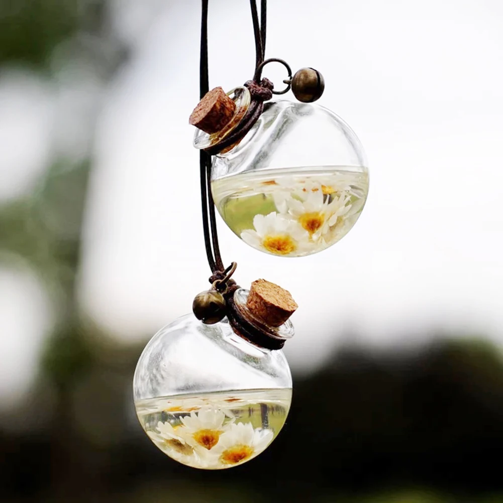 1/2 Stuks Auto Parfumflesjes Hangen Lege Fles Etherische Olie Geur Hanger Decoratie En Bloem Luchtverfrisser Automodel