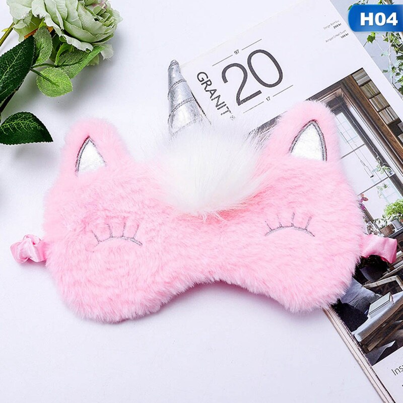 Licorne oeil masque dégradé coloré dessin animé Animal masque de couchage en peluche oeil ombre couverture ombre approprié voyage maison fête: 4