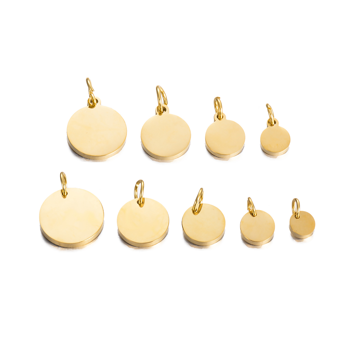 Étiquettes rondes polies en acier inoxydable, breloques 6mm/8mm/10mm/12mm/15mm pour la fabrication de bijoux à faire soi-même, , 10 pièces/lot