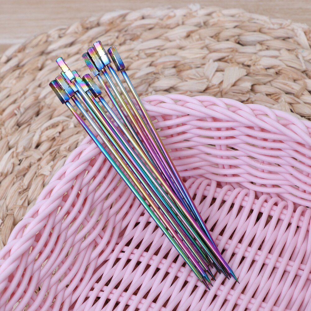 10Pcs Rvs Cocktail Picks Fruit Sticks Tandenstokers Voorgerecht Pick Voor Party Bar (Vierkante Kop): Default Title