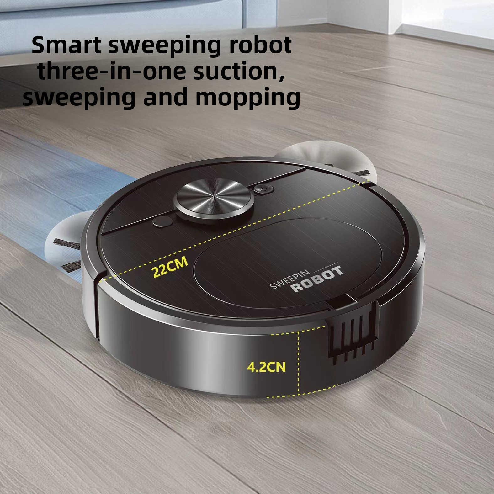 Intelligent sweeping robot, charging sweeping machine, wiping the floor, removing dust, hair, pet hair, vacuum cleaner: black