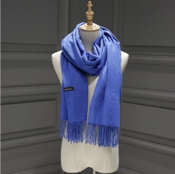 Winter Women Scarf Solid double-side Soft Cashmere Scarves Shawl And Wraps Bandana Female Foulard Tassel: color 17