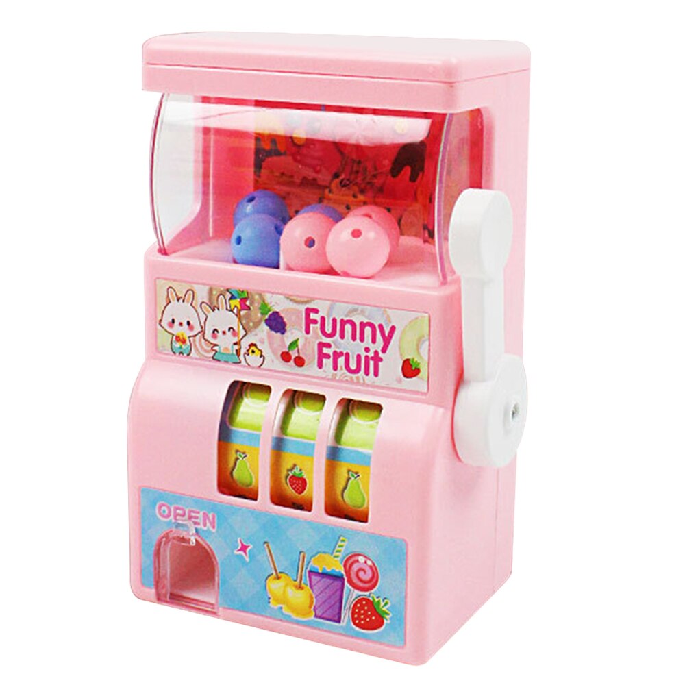 Vintage manuel mini spilleautomat heldig legetøj simulering lotteri frugt maskine til børn børn uddannelsesmæssige legetøj maskine legetøj: Lyserød