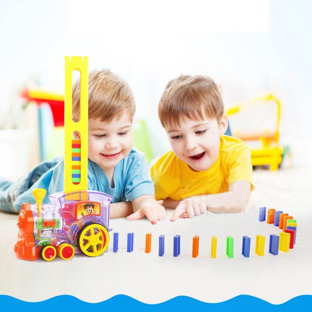 Kinderen Domino Trein Auto Kit Met Geluid Licht Automatische Emissie Set Up Blokken Lift Springplank Bridge Set Kinderen Speelgoed