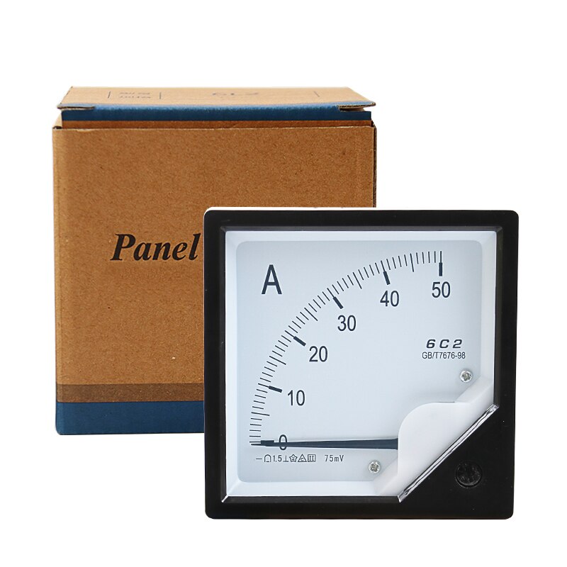 Pointer type DC Amper Meter Analog Panel Ammeter AMP Current Meter Accuracy 1.5 Square 80mm x 80mm 6C2 -A