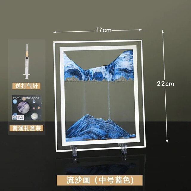 Peinture de sable mouvant en verre avancé, ornements de sablier, décorations de bureau artistiques liquides, , décoration de mariage: Blue 7 inches