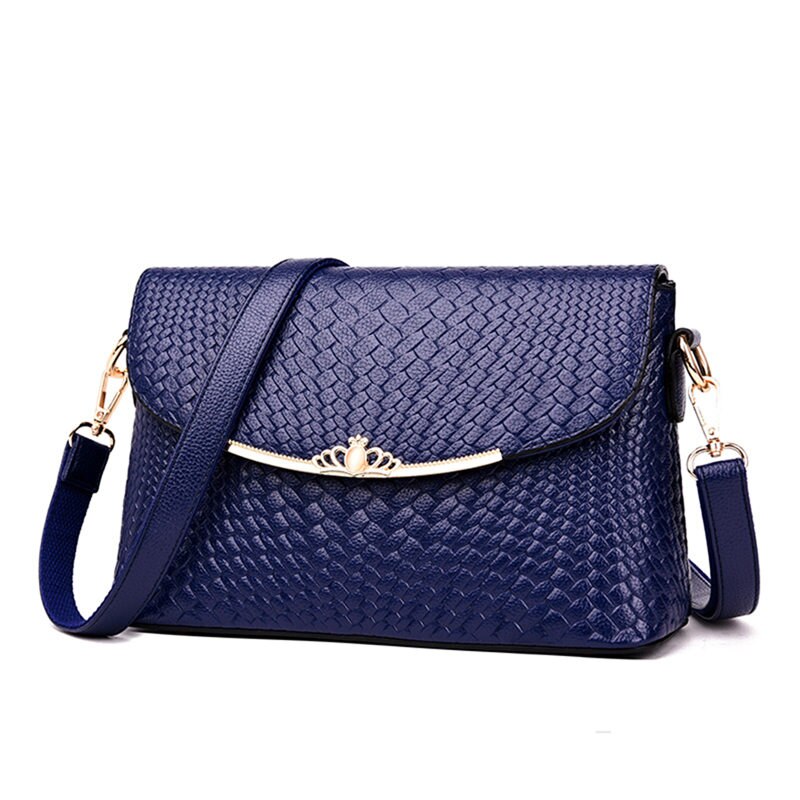 Waterdichte Geweven Patroon Stof Tas Crossbody Tassen Voor Vrouwen Sac a main 3-in-1 Lederen Luxe handtassen Vrouwen Tassen: Blue