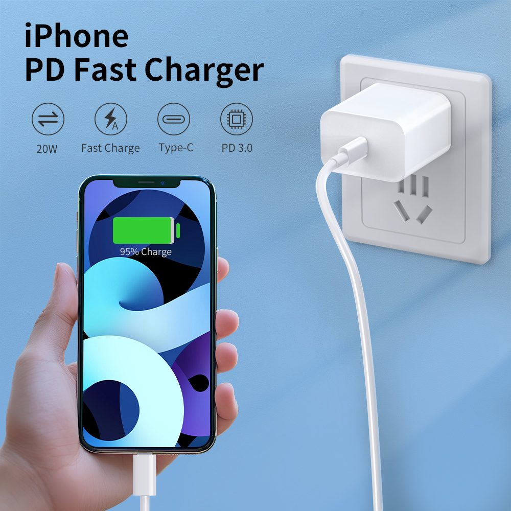 Cargador estadounidense de carga rápida PD20W con certificación MFI con Cable USB Lightning para iPhone 14 13 12 11 X XR XS Pro Max iPad cargador USB C
