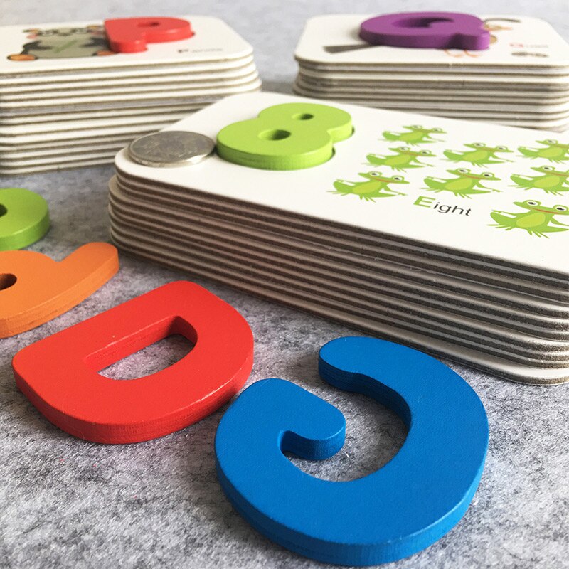 Educational Puzzle for Kids - Cognitive Learning - Digital Letter Matching - Wooden Geometric Shape