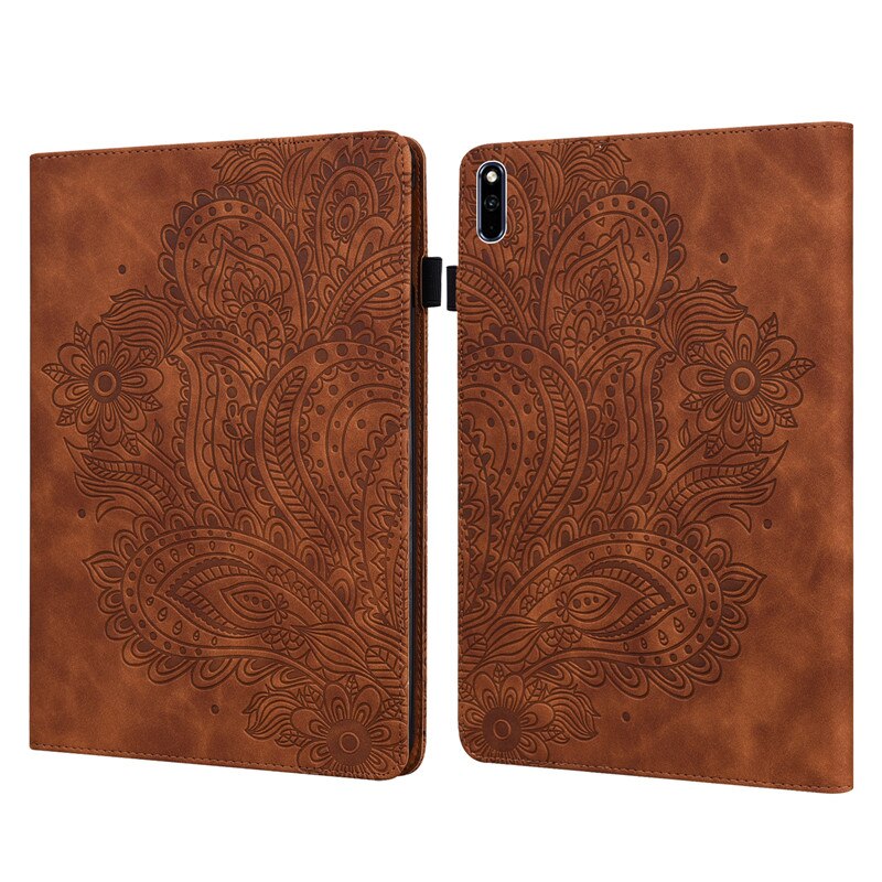 Fundas For Huawei MatePad 10.4 Case 10 4 BAH3-W09 BAH3-AL00 3D Embossed Tree Case for Huawei MatePad Mate Pad 10 4 Tablet Case: Brown Flower