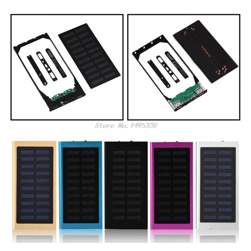 (Keine Batterie) handy Power Bank Caase 10000mAh Dual USB Tragbare Schnelle Ladung Solar Mobile Power Bank Metall Fall DIY Kit