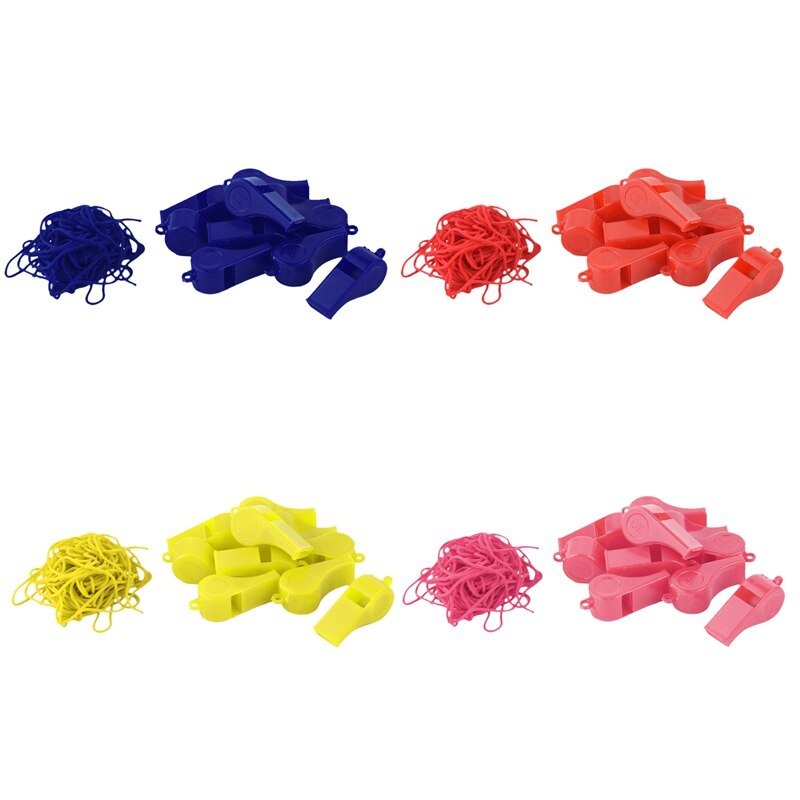 10 stuks plastic multicolor scheidsrechtersfluitjes