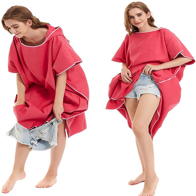 Zomer Strand Poncho Hooded Badhanddoek Microfiber Wetsuit Veranderende Gewaad Surf Handdoek Voor Zwemmen Strand Outdoor Badjas