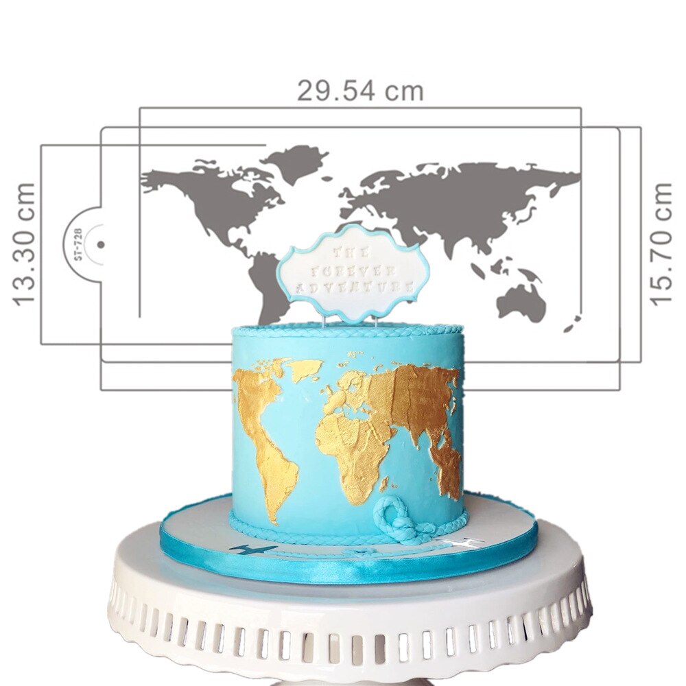 World Map Cake Stencil Plastic Cake Border Stencils DIY Drawing Lace Template Cake Mold Cake Decorating Bakeware Tool