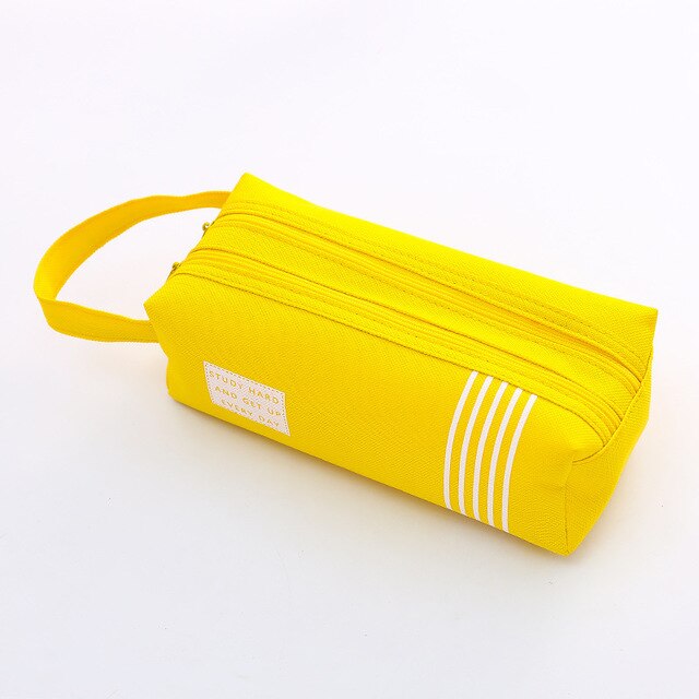 Large Capacity Pencil Cases Bag Zipper Solid Color Canvas School Student School Supplies Stationery Storage Bag 05176: Yellow