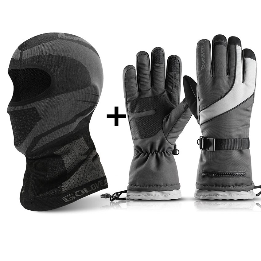 Winter dikke heren handschoenen vierlaags ski warme handschoenen duurzaam waterdicht winddicht antislip fluwelen handschoenen voor heren ritsvak: Winterset c / M palmbreedte 8.5-9.5cm