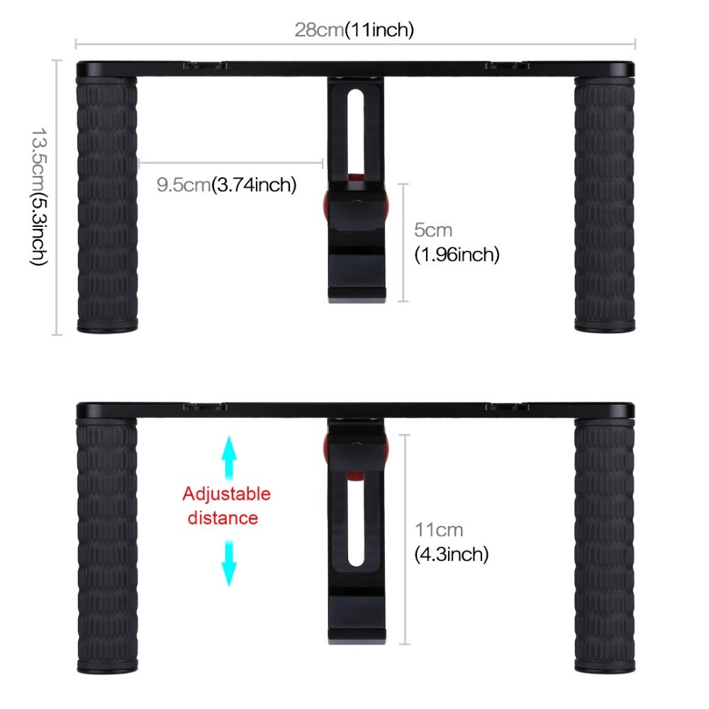 Smartphone Video Rig Filmmaken Opname Handvat Stabilizer Aluminium Beugel voor iPhone, Galaxy, en Andere Smartphones