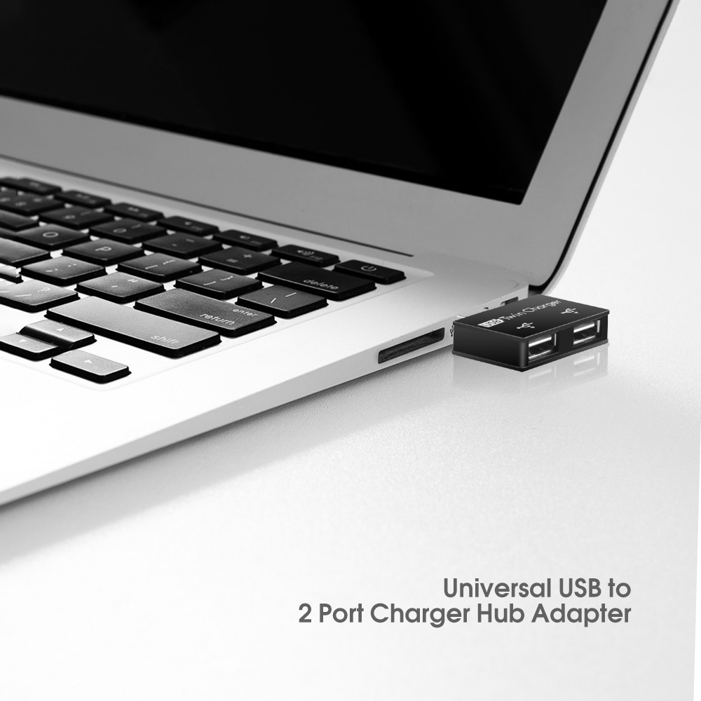 Kebidu usb 2.0 han til dobbelt oplader dual 2 port usb splitter hub adapter konverter opladning usb ledning stik til bærbar pc