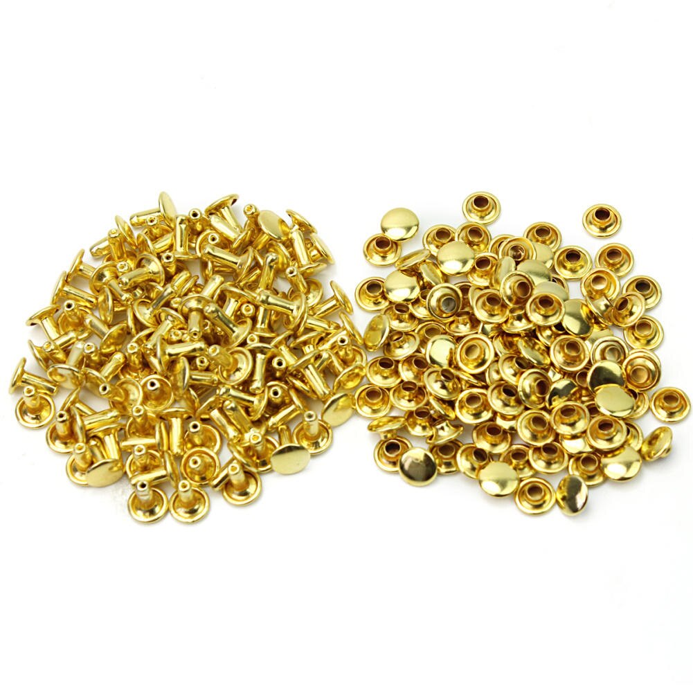 100 Uds oro Color remaches planos de cobre plana redonda tachas picos remaches Screwback manchas zapatos de cuero arte decoraciones DIY
