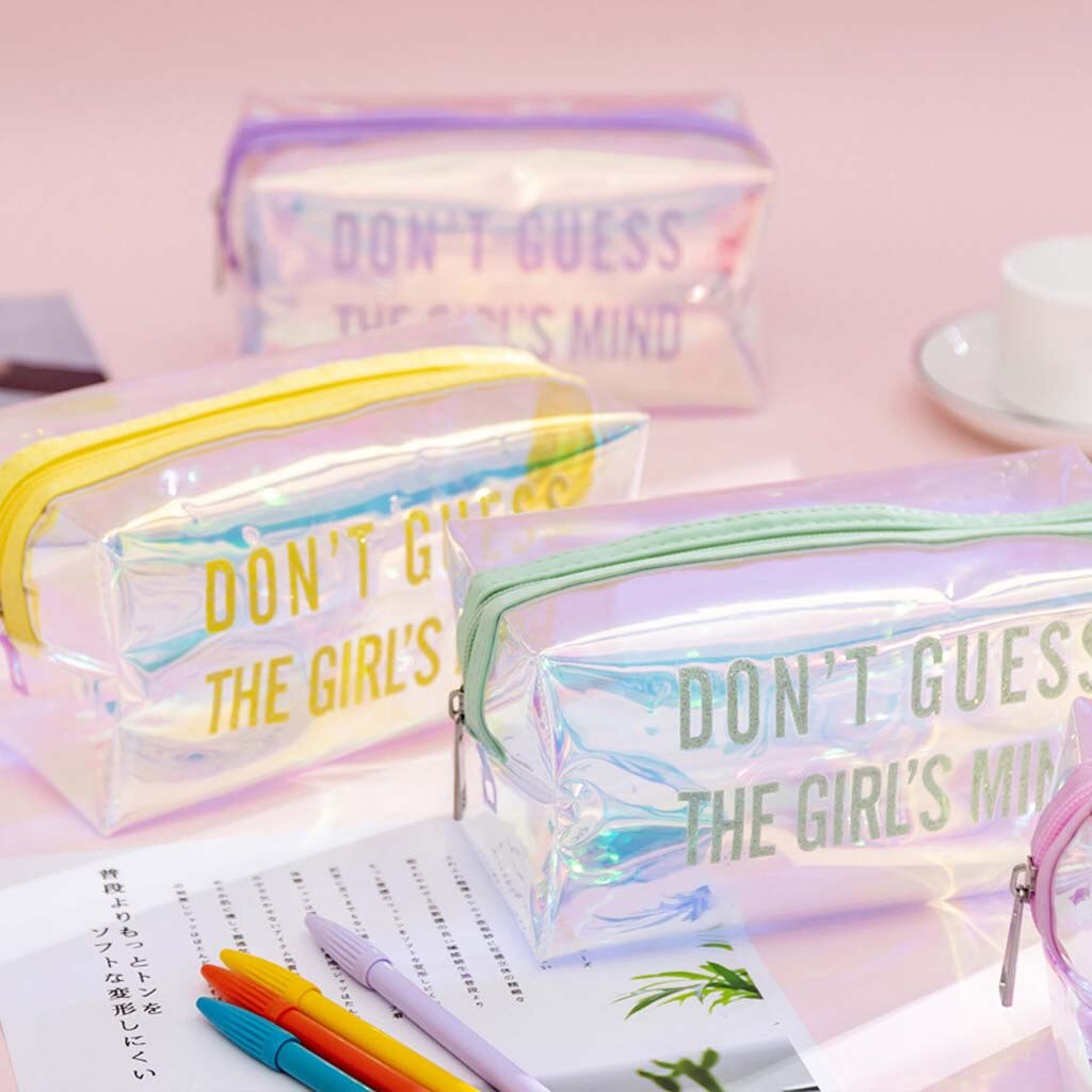 Transparent Large Capacity Pencil Case Big pencil bag kawaii Makeup Bag Stationery Storage Clear Pencil Pouch Makeup Storage Bag