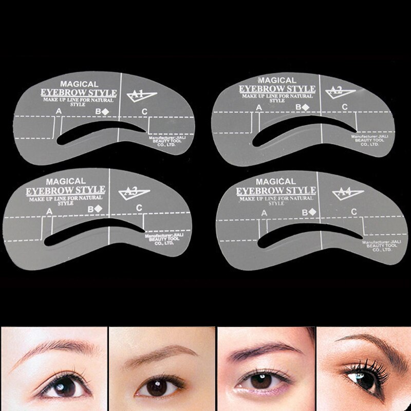4 Stuks Magic Wenkbrauw Stencil Make Styles Een Stencil Voor De Eye Brow Tekening Template Make Up Tool Vorm Voor wenkbrauwen Template