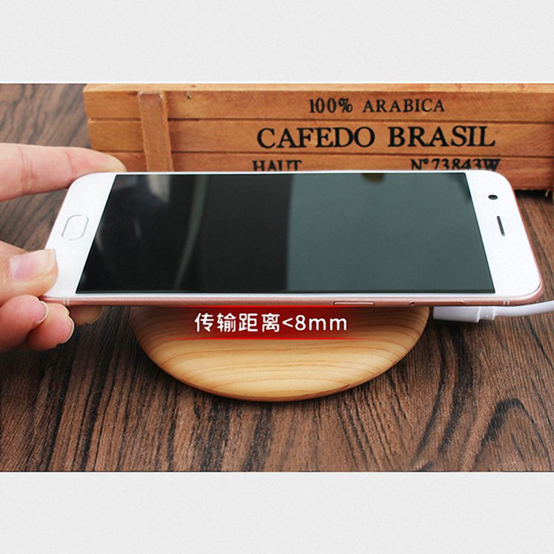 Q1 Wireless Charger Qi Fast Wireless Charging Pad for IPhone X 8/8 Plus Samsung Galaxy Ultra Imitation Wood Slim Charging Pad