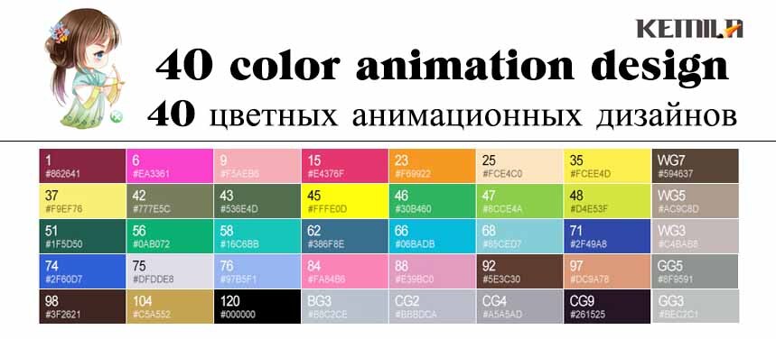 TOUCHNEW – marqueurs à l'alcool 30/40/60/80/108 couleurs, à double tête, stylo à encre pour croquis d'artiste, pour fournitures d'art Manga d'animation: 40 colors