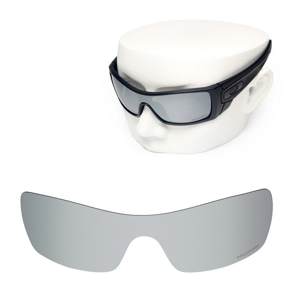 Oowlit anti-ridse udskiftningsglas til oakley batwolf  oo9101 ætsede polariserede solbriller: Sølv spejl