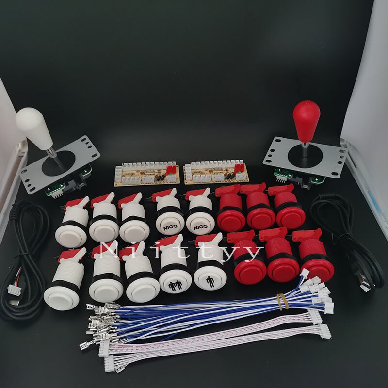 2 Player Arcade DIY Parts Kit 4/8 Way SANWA Joystick American Style Push Button Micro Switch Zero delay For PC Raspberry pi: 16