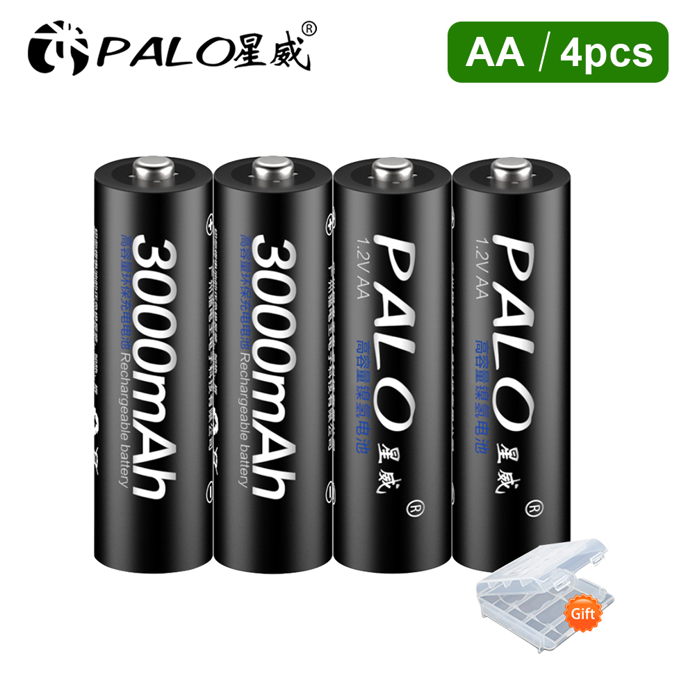 Palo Aa Oplaadbare Batterij Aa 1.2V Nimh Batterijen Oplaadbare Batterij 2A Batteria Led Zaklamp Batterij Oplader: 4Pcs AA Battery