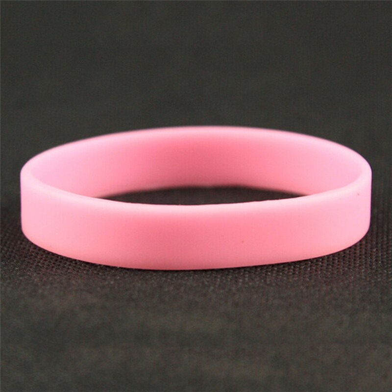 Silicone Rubber Wristband Flexible Wrist Band Cuff Bracelet Sports Casual Bangle For Women Men 12 Colors Bracelet: pink