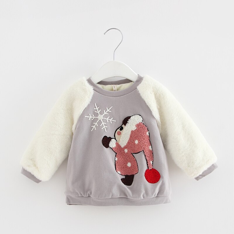 Idé fisk baby piger sweatshirts vinter tyk varm børn jule hættetrøjer lange ærmer sweater til børn tøj 0-2y