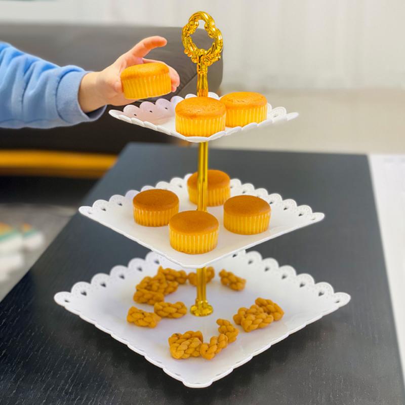 European style Cake Stand 3 Layer Wedding Cake Plate Stand Dessert Tower Tray Fruits Desserts Dish Plates for Tea Birthday Party