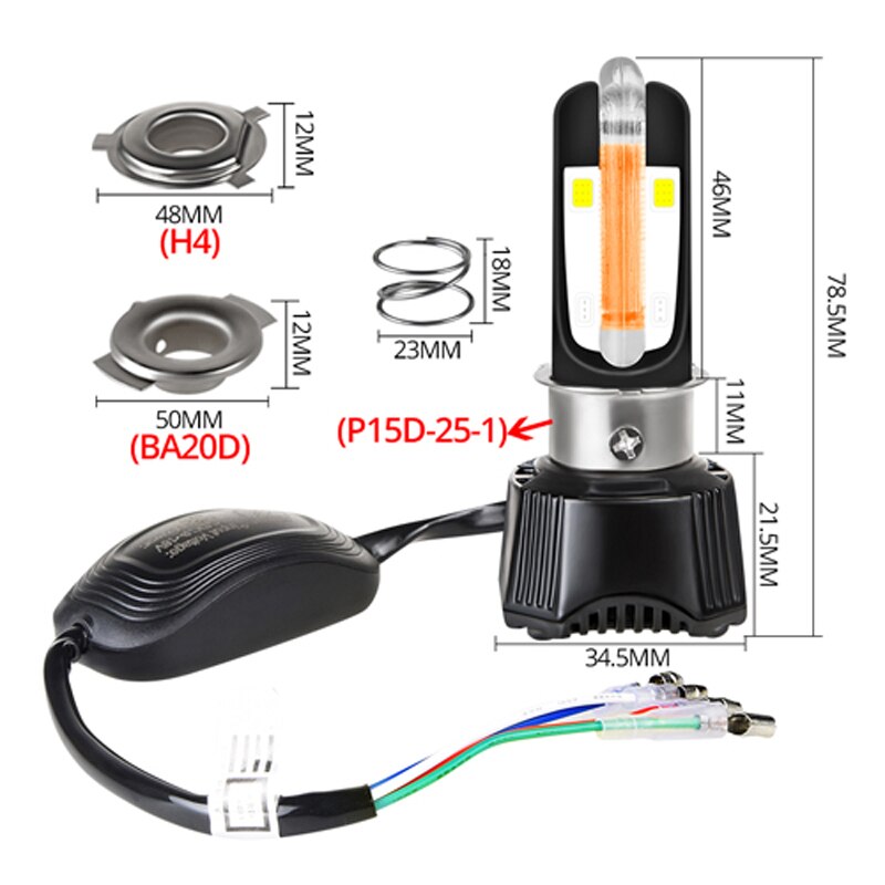 Ba20d Led H4 moto antibrouillard générique en forme de U moto phare P15D-25-1 Ph11 HS1 LED moteur phares ampoules Scooter AC & DC: Simple No PH11