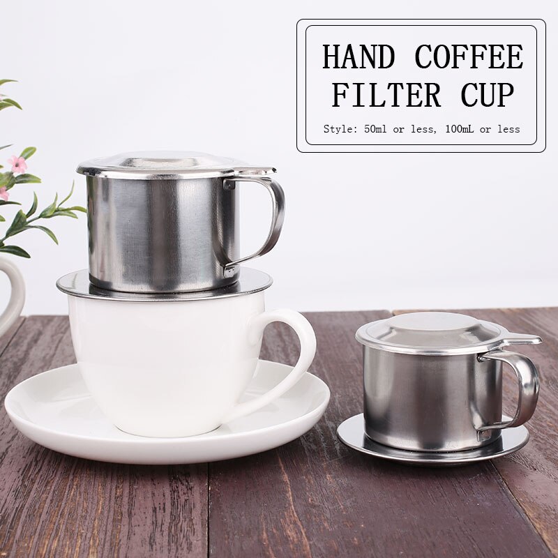 Rostfritt stål mugg med filter vietnam dropp kaffe filter kopp tålig vietnamesisk kaffefilter maker kaffefilter