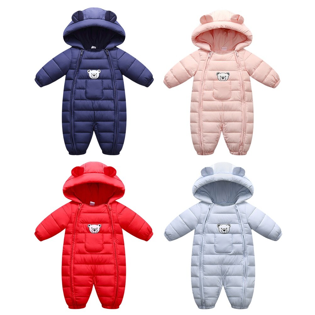 Bobora-ropa de una pieza para bebé, peleles con capucha de invierno, de algodón grueso cálido traje, mono, traje de nieve, ropa para niño