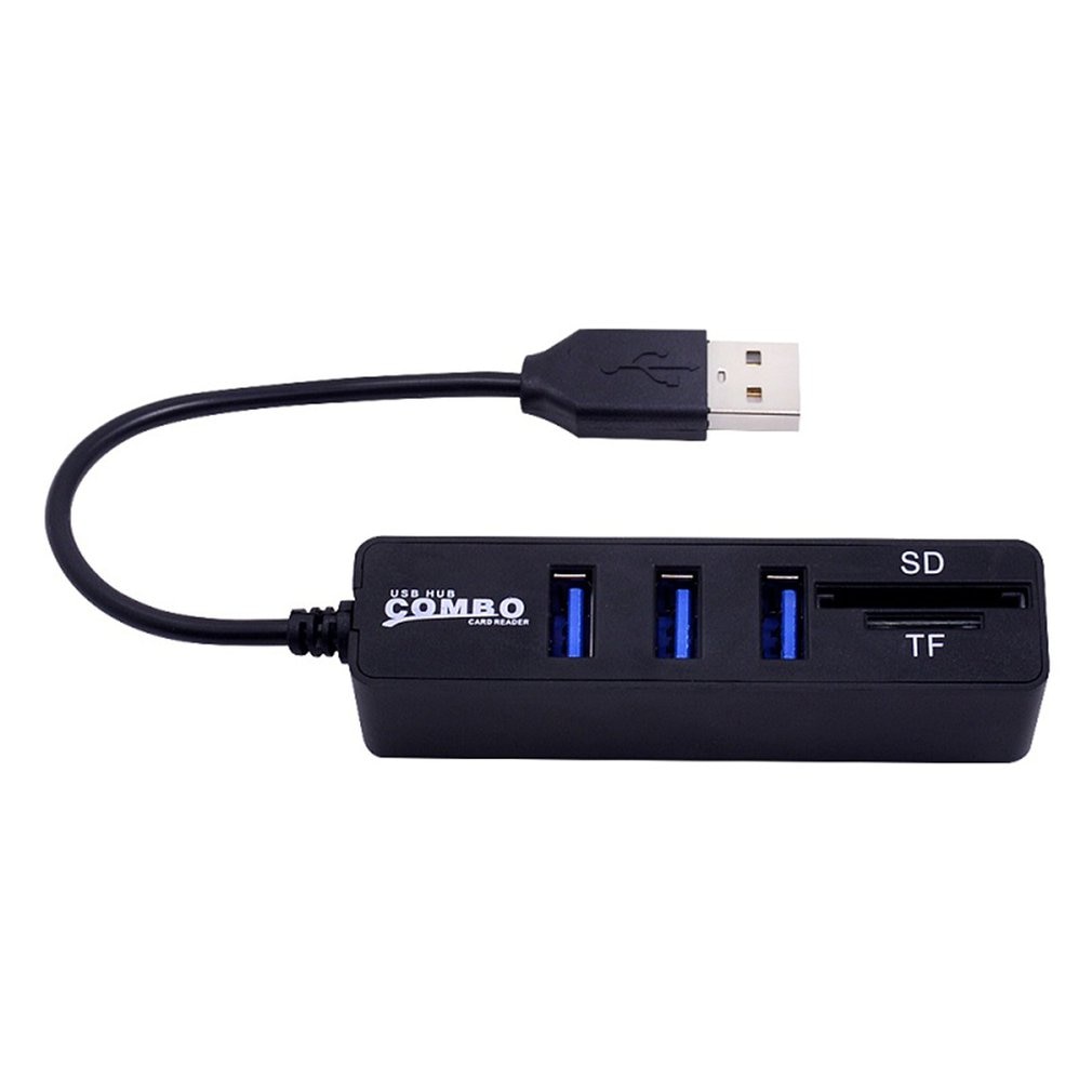 Mini usb hub 3.0 multi usb 3.0 hub usb splitter 3 poorts hub met tf sd kaartlezer 6 poort 2.0 hab adapter voor pc accessoires: Zwart 3 poorten