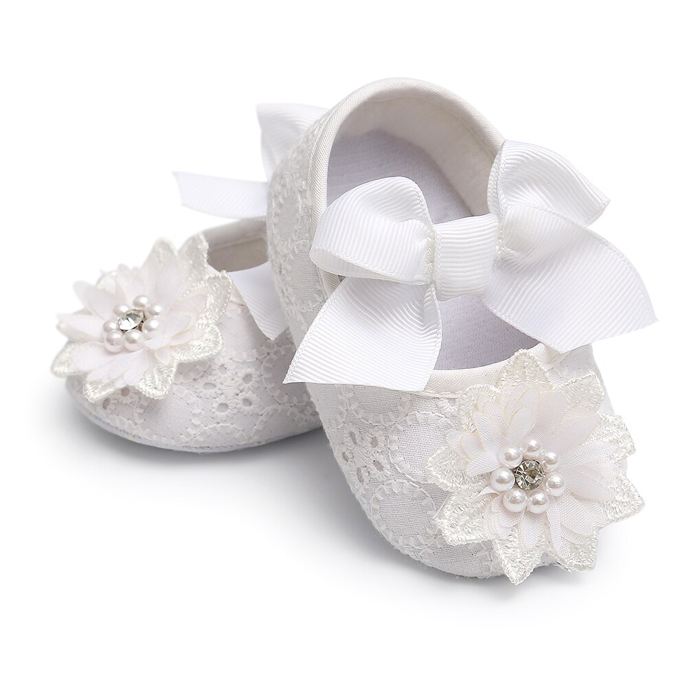 Emmababy spædbarn newbonr baby pige krybbe sko prinsesse blomst perler sko blonder pandebånd søde baby sko 0-18m