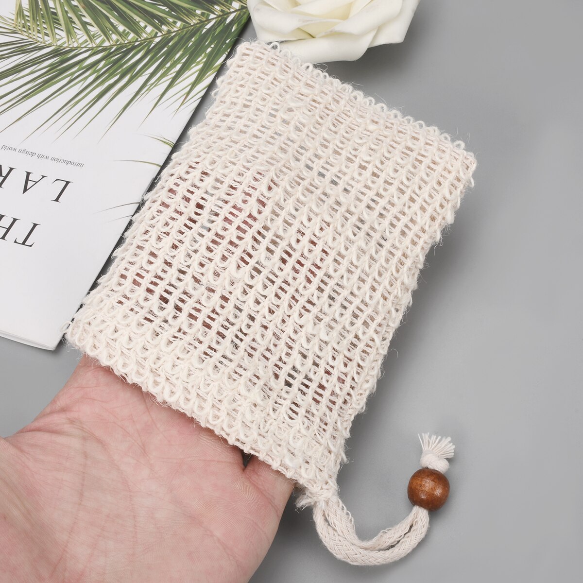 5/4/3 st sisal hampa tvålpåse blister skum tillverkare mesh med dragsko tvål nät skumning lätt bubbla mesh väska badrum skum-maker