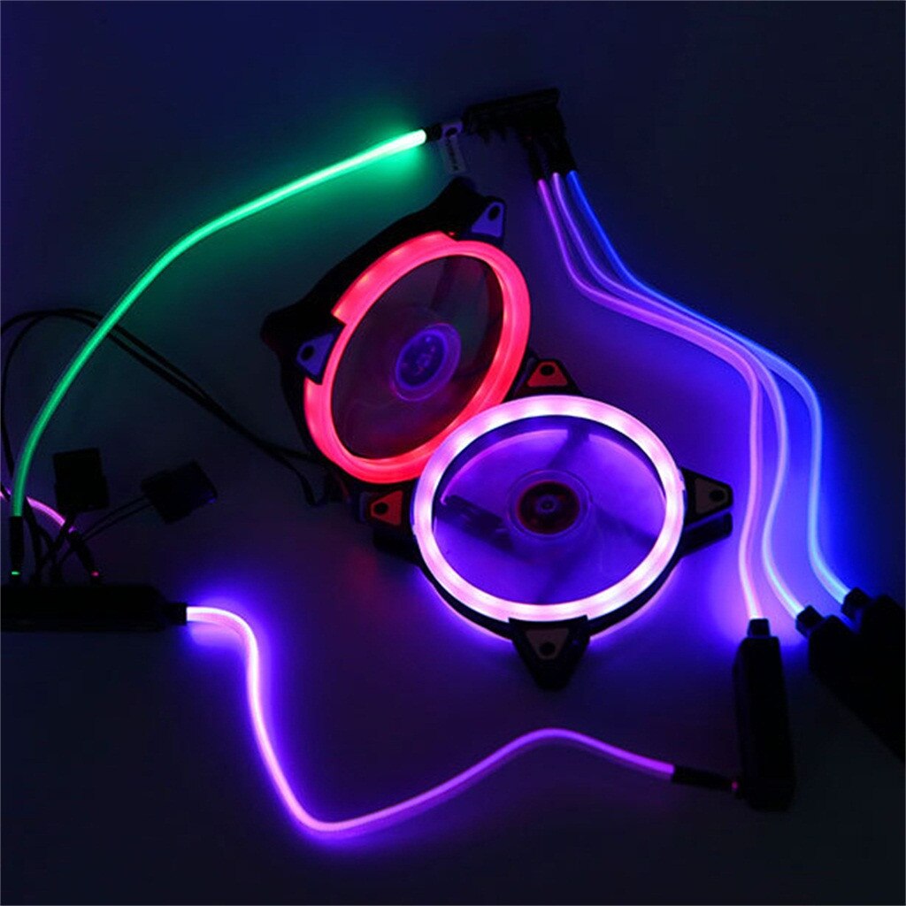 Hub Glow PWM Fans&Cooling Fan Hub PC 5 Way Splitter Sleeved Adapter LED Cable 12V Desktop