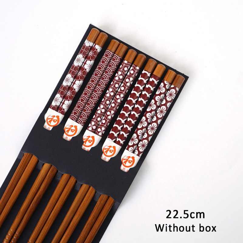 5 Paar traditioneel Chopsticks Voor Sushi en Japanse gerechten-Eetstokjes, Nieuwe model-Zwart/Bruin