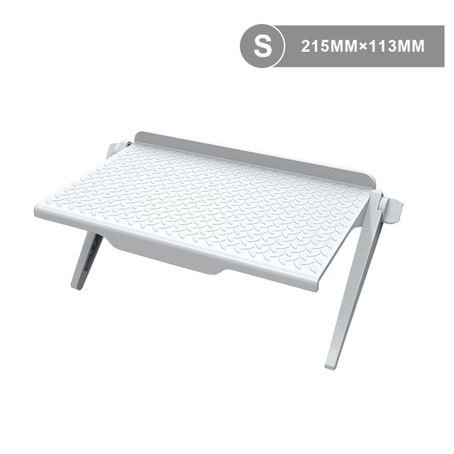 Étagère de rangement en plastique pour écran LCD, support de stockage multifonctionnel et pour moniteur d'ordinateur, peut supporter jusqu'à 1 kg: White S
