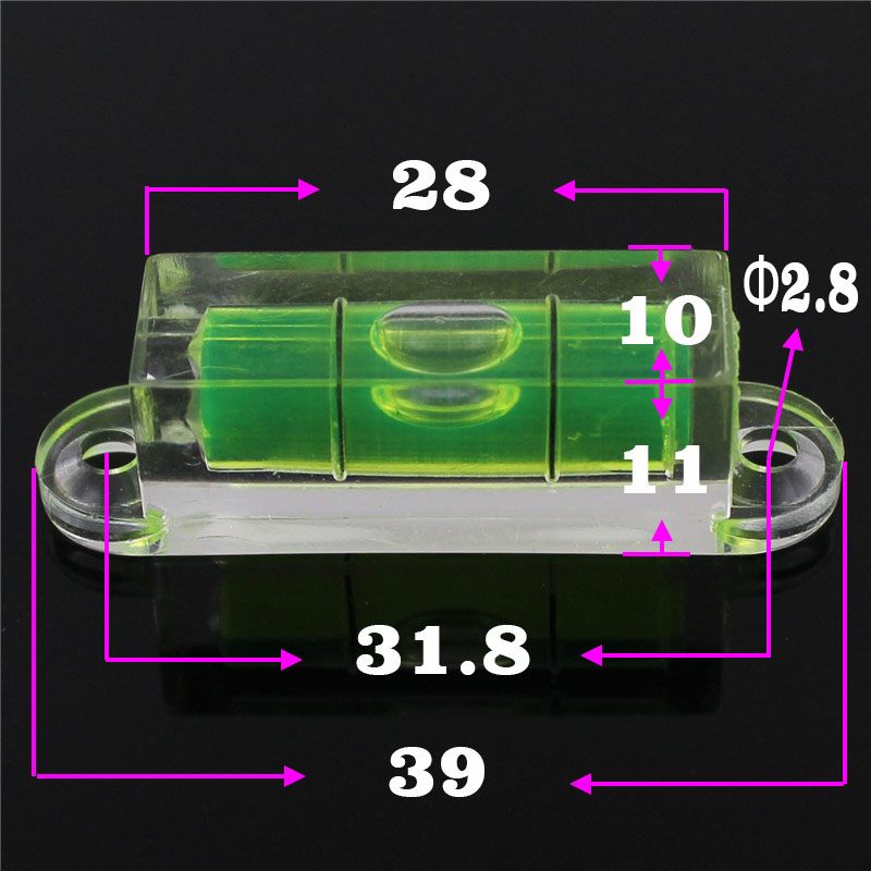 (10 stuks/partij) haccury acryl vierkante waterpas mini waterpas groene kleur met oren