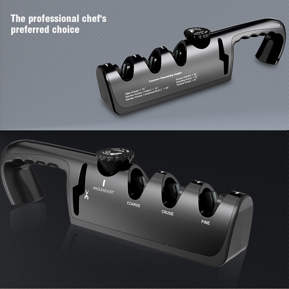 4 in 1 Stainless steel adjustable sharpener four-in-one kitchen multifunctional household quick-edging sharpening stone: C