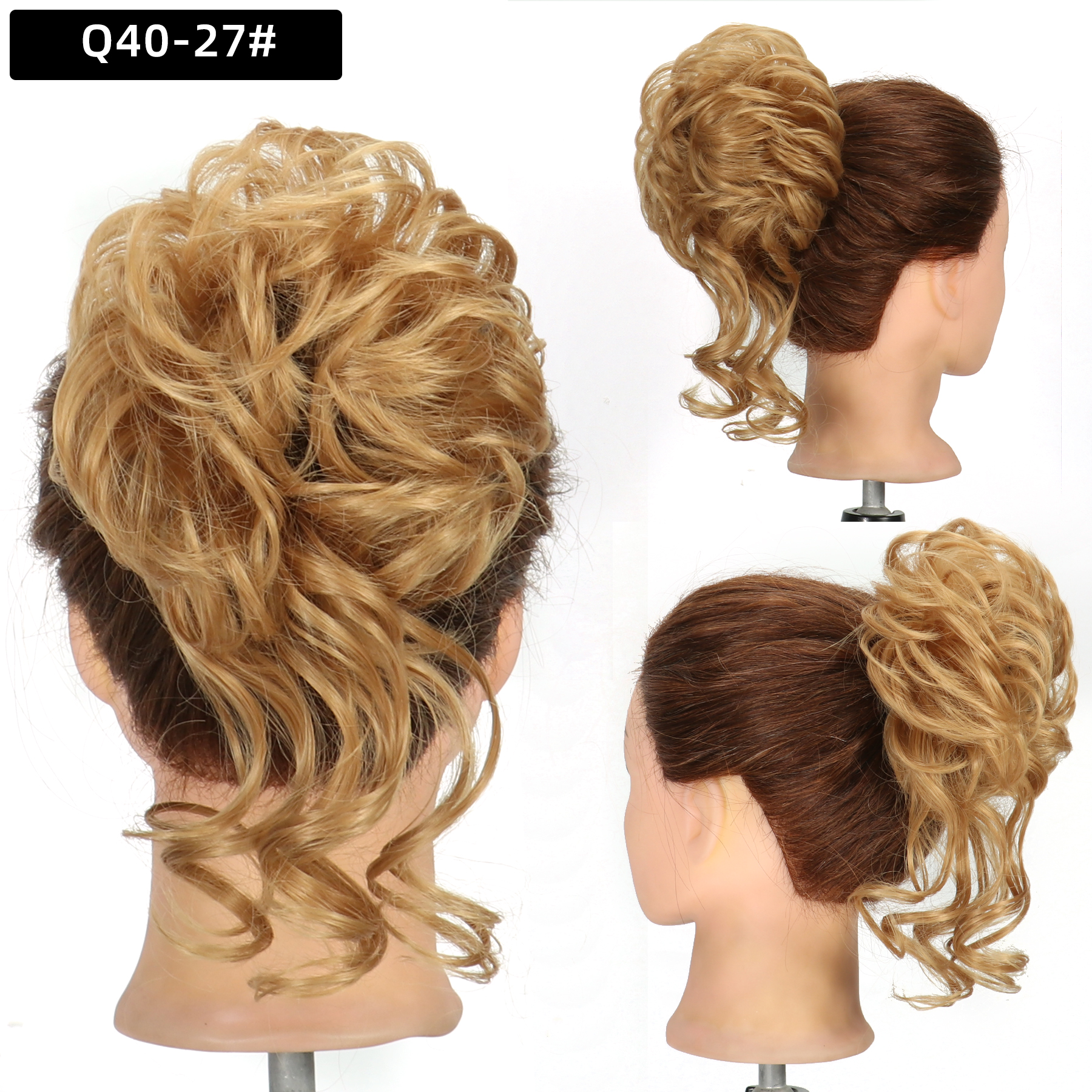 Synthetic Hair Bun Chignon Messy Curly Hair Band Elastic Scrunchy False Hair Pieces For Women Hairpins Black Brown: 27