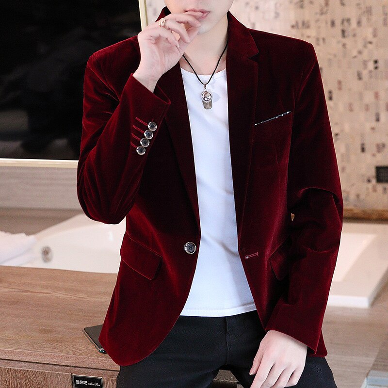 Blazer à bouton unique pour homme d'affaires, coupe cintrée, sans repassage, costume décontracté pour jeune, couleur unie,